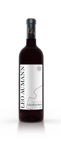 Eine Flasche Leo Aumann Zweigelt Rotwein mit der Bezeichnung Oberkirchen aus dem Jahr 2021.