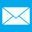 White envelope symbol on a blue background.
