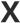 A bold, black letter X on a transparent background.